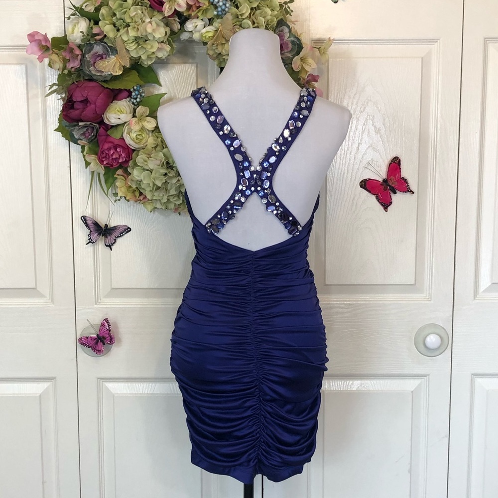 Jewel Ruched Bodycon Mini Dress - Picture 4 of 13